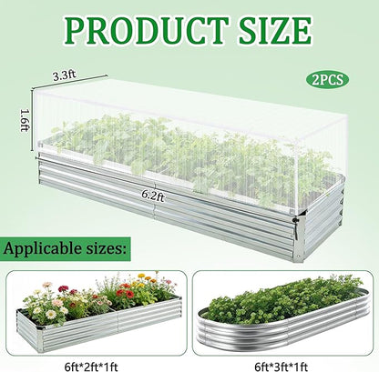 2 Pack Garden Netting for Raised Beds, 6.2x3.3x1.6 Ft Raised Bed Plant Covers for Garden Protection, Fine Mesh Bird Netting Pest Barrier Screen with Drawstring for Protecting Vegetables Fruits Crops