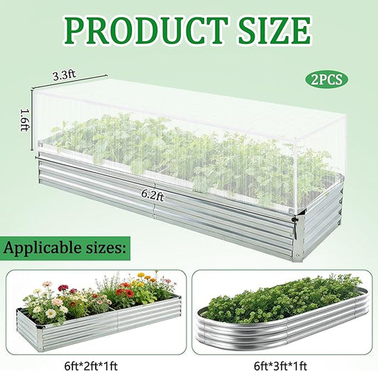 2 Pack Garden Netting for Raised Beds, 6.2x3.3x1.6 Ft Raised Bed Plant Covers for Garden Protection, Fine Mesh Bird Netting Pest Barrier Screen with Drawstring for Protecting Vegetables Fruits Crops
