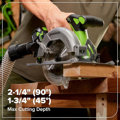 GREENWORKS 24V (6-TOOL) Combo (Drill, Impact Driver, Circular Saw, Reciprocating Saw, Multi-Tool, Flashlight), 4.0Ah + 2.0Ah (24,000mAh Power Bank) Batteries, (2) Cables, 65W Rapid Charger