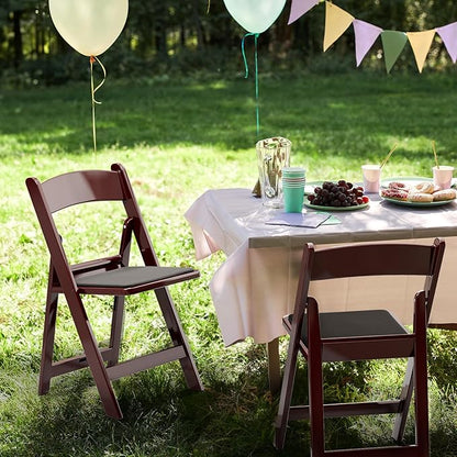VINGLI Resin Folding Chairs with Cushion, Foldable Plastic Chair with Comfortable Padded Seats, Perfect for Event Party Indoor Outdoor, Reddish Brown, 8 PC