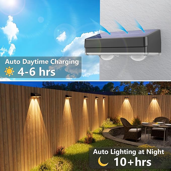 VOLISUN Solar Fence Lights Outdoor 12 Pack, 10 Colors ＆ Color Changing Fence Lights Solar Powered, Fast Charging, IP65 Waterproof LED Solar Lights for Fence, Backyard, Garden, Railing, Deck, Patio