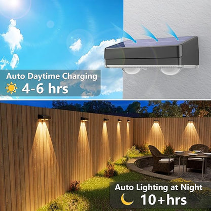 VOLISUN Solar Fence Lights Outdoor 8 Pack, 10 Colors ＆ Color Changing Fence Lights Solar Powered, IP65 Waterproof Solar Lights for Fence, Garden, Patio, Backyard, Railing, Deck, Wall, Pool（Black）