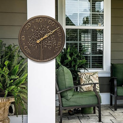 Whitehall Products 10438 Tree of Life 16 inch Indoor Outdoor Wall Thermometer in French Bronze