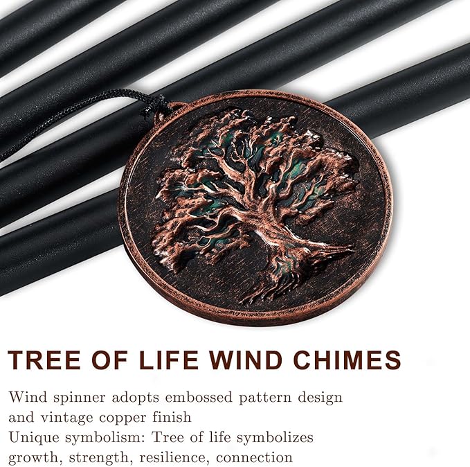 Wind Chimes for Outside, Vintage Tree of Life Deep Tone Wind Chime Outdoor Clearance, Memorial/Festivals/Birthday Gift for Mom Dad Women Grandma, Garden Porch Patio Decor (32" Tree of Life)