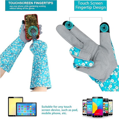 Long Gardening Gloves for Women Thorn Proof Leather Garden Gloves Breathable Working Gloves for Women Yard Outdoor