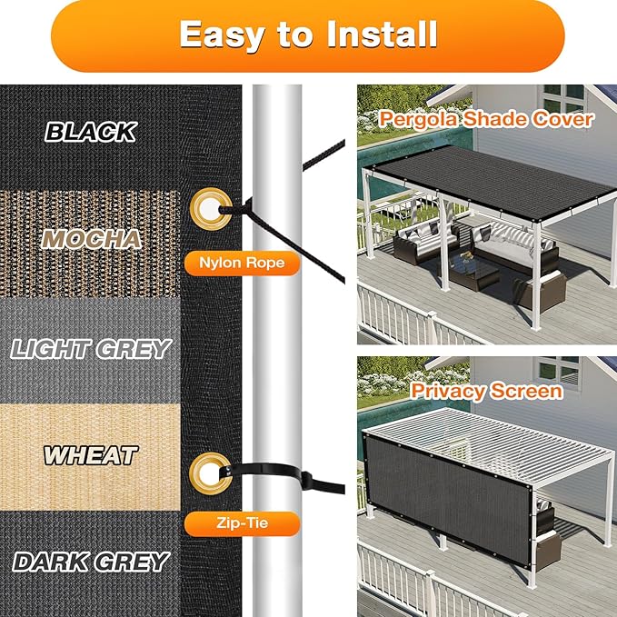 Artpuch Outdoor Pergola Shade Cover 13x23 FT Sun Shade Cloth with Grommets Dark Grey 90% UV Protection Canopy Patio Privacy Screen (Customized Available)