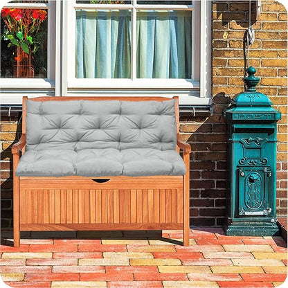 Swing Replacement Cushions with Backrest, 2 or 3 Seater Waterproof Non-Slip Overstuffed Swing Pad, Outdoor Bench Cushion for Porch Chair Swings Garden Furniture (Light Grey, 40 * 71 in)