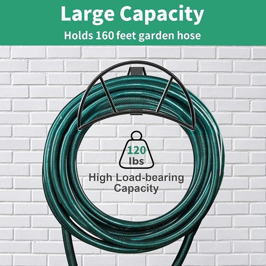 TomCare Garden Hose Holder Wall Mount Metal Water Hose Holder Holds 160FT Hoses Heavy Duty Hose Hanger Sturdy Hoses Storage Organizer for Outside Yard Garden
