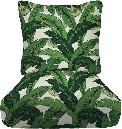 RSH DECOR Deep Seating Cushion with Pillow Back | 22” x 25” Seat | Water and Fade-Resistant Spun Fabric | Outdoor Chair Cushion Set for Patio Furniture | Swaying Palm Aloe