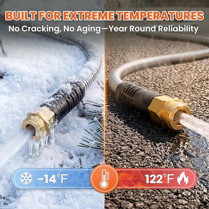 Cesun 50 ft Metal Garden Hose, Stainless Steel Heavy Duty Water Hose With 10 Function Nozzle, No Kink & Flexible, Lightweight and Durable, Rust Proof for Yard, RV, Pet Bath, Outdoor, 50 foot x 5/8"