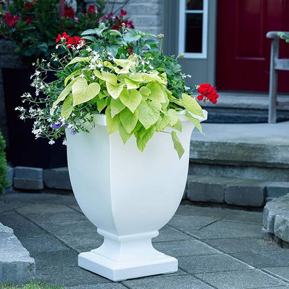 Mayne Augusta 26-Inch Tall Planter – Self-Watering, Weather-Resistant Planter for Flowers – Durable Indoor/Outdoor Design for Patio, Porch, or Entryway