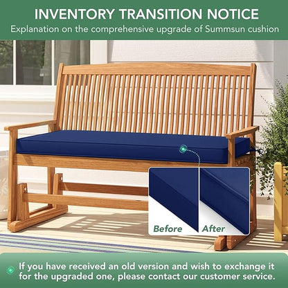 Summsun Outdoor Bench Cushion: Waterproof and Fade Resistant Patio Furniture Cushions - Non-Slip Bench Pad Cushion with Removable Cover for Garden Swing Porch Sofa Settee, 42 x 18 Inch, Navy Blue