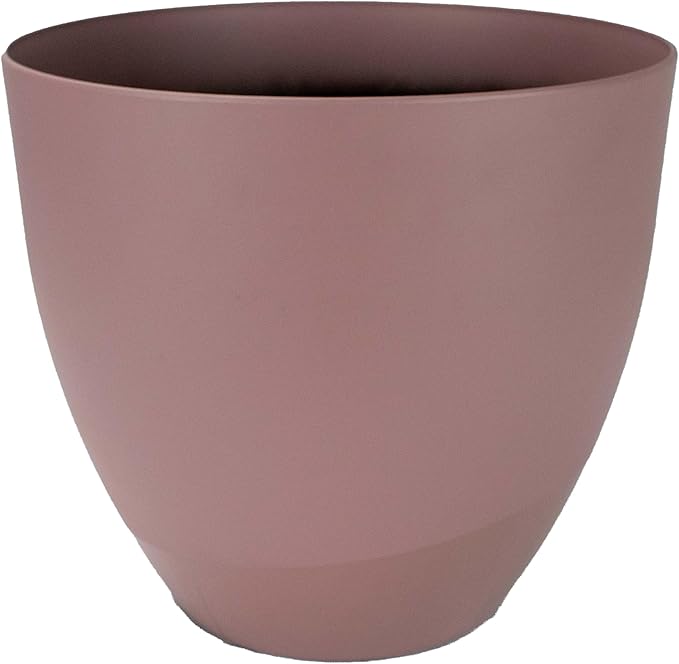 The HC Companies 16 Inch Topanga Decorative Round Planter - Lightweight Premium Resin Plant Pot with a Ceramic Look for Indoor Outdoor Use, Mauve Swoop