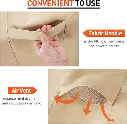 Arcedo Outdoor High Back Chair Covers Waterproof, Heavy Duty Stackable Dining Swivel Chair Covers, All Weather Resistant Patio Furniture Cover, 29”W x 30”D x 42”H, 2 Pack, Beige & Brown