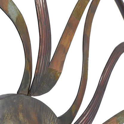 Deco 79 Metal Sun Home Wall Decor Indoor Outdoor Wall Sculpture with Colorful Painted Accents, Wall Art 36" x 2" x 36", Brown