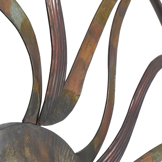 Deco 79 Metal Sun Home Wall Decor Indoor Outdoor Wall Sculpture with Colorful Painted Accents, Wall Art 36" x 2" x 36", Brown