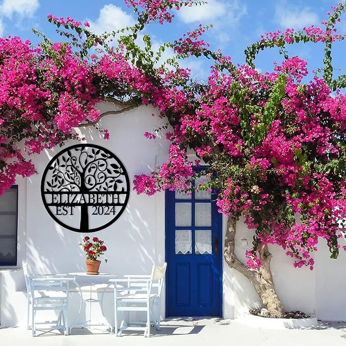 Personalized Metal Tree of Life Wall Sign | Custom Family Name Sign | Outdoor Balcony Decor | Wedding Housewarming Gift