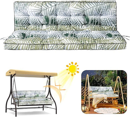2/3 Seater Swing Replacement Cushion, Waterproof Porch Swing Cushions with Backrest, Thickened Bench Cushions for Outdoor Furniture, for Outdoor Patio Swing (Hawaii, 63 * 40in)