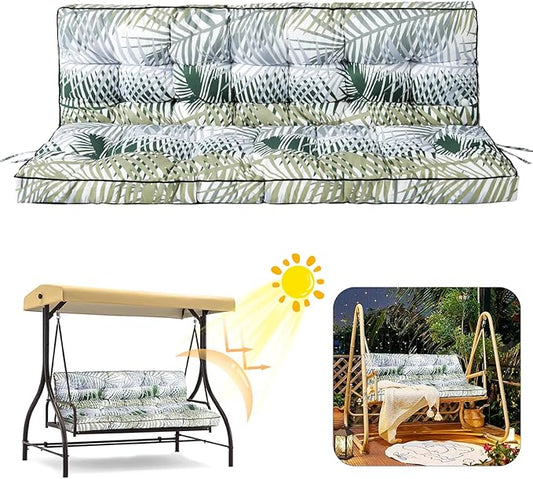 2/3 Seater Swing Replacement Cushion, Waterproof Porch Swing Cushions with Backrest, Thickened Bench Cushions for Outdoor Furniture, for Outdoor Patio Swing (Hawaii, 55 * 40in)
