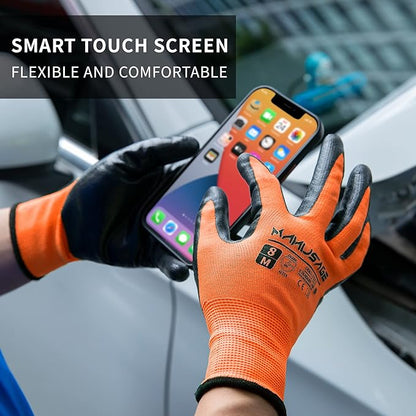 Safety Work Gloves - Protective Glove for Men & Women - Ultrathin Hand Protection - For Construction, Gardening, Landscaping - Orange - Size XXL - 24 Pairs