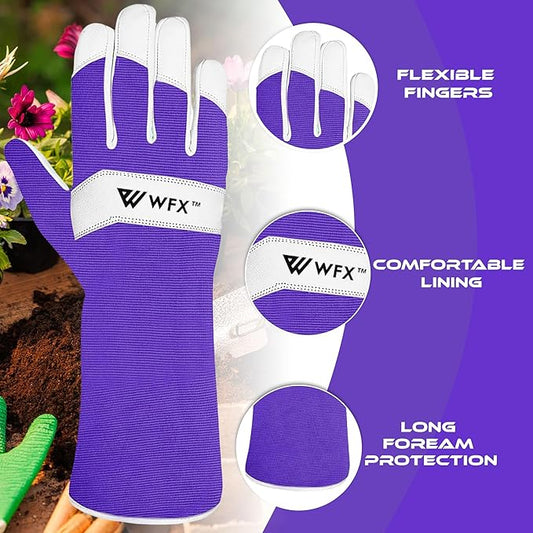 Long Gardening Gloves Leather Ladies Men Women Durable Goatskin Garden Gloves Forearm Thorn Proof Work