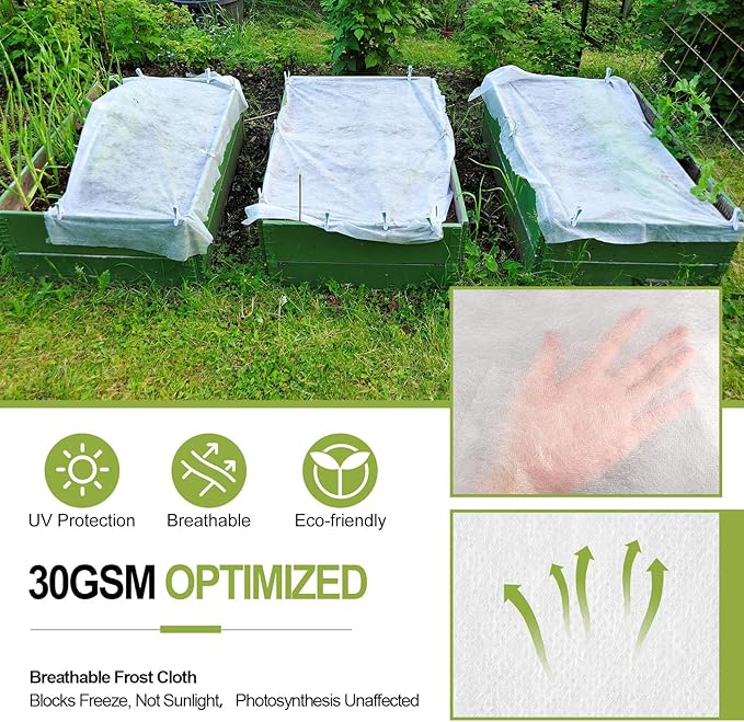 Plant Covers Freeze Protection, 10X40FT Reusable Thickened Winter Floating Row Covers, Frost Cloth Blanket Shade Cloth Garden Fabric Plant Cover for Raised Beds Vegetables Insect Winter Frost