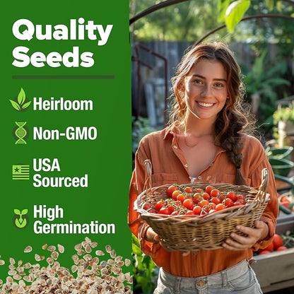 HOME GROWN Large Red Cherry Tomato Seeds 2 Pack (Solanum lycopersicum) - Approx.1000 Non-GMO Heirloom Tomato Seeds for Planting Vegetable Seeds for Homesteading, Sustainable Living, and Home Gardening