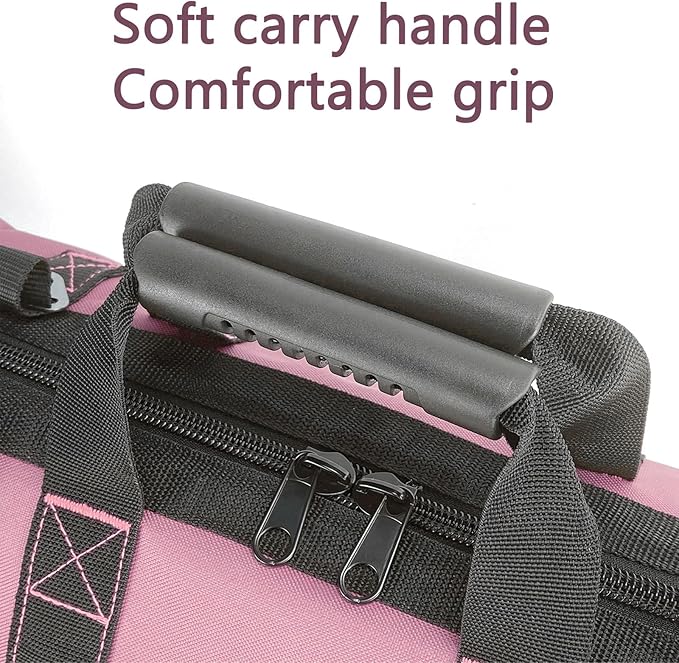 Women Heavy Duty Tool Bag Storage Organizer for Tools,16 x 7.5 x 10.5 inches,50 Pound Capacity, 600D Polyester Fabric (Pink)