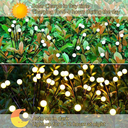 Solar Garden Lights Outdoor, 2 Pack 16 LED Solar Firefly Lights Waterproof, Sway by Wind, Swaying Light for Yard Patio Backyard Garden Planter Flower Bed Pathway Outdoor Decoration (Warm White)