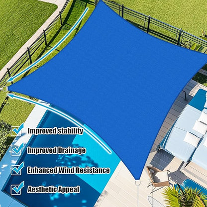 Amagenix Sun Shade Sail 9X11 Curved Edge Outdoor Shade Canopy Blue Breathable 95% UV Block Shade Cloth for Patio Garden Backyard (We Make Custom Size)