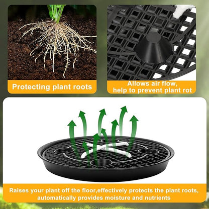 P Polerden 4 Pack Self Watering Fabric Pot Base 14 inch, Auto Pots Fit for 5 Gallon Grow Bags, Auto Watering Plant Saucer for Fabric Planters Plant Saucers Flower Pot Tray, 3 Year Warranty