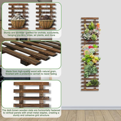 Wall Planters - 11.4" W x 47.24" H Wooden Wall Planters for Indoor Outdoor Plants,Hanging Wood Wall Trellis,Wall Mounted Plant Holder for Orchids,Succulent,Air Plants,Hanging Pots Display