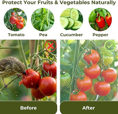 18" x 60" Garden Bird Netting, 3 Pack Tomato Cage Netting with Zipper, Fine Mesh Plant Protector for Tomato Trellis & Garden Protection