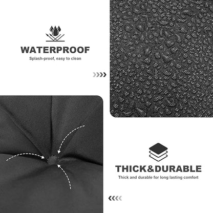 Porch Swing Cushions,Outdoor Cushions 3 Seater Replacement with Backrest, Waterproof Thickened Bench Cushion with Ties for Porch, Patio,Outdoor, Backyard and Garden (Black 47 * 40 in)