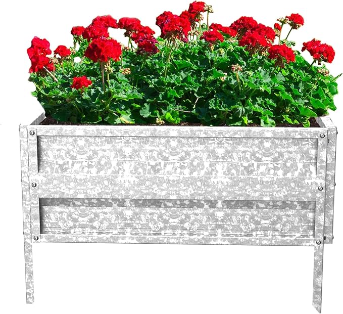 Pure Garden Raised Garden Bed Plant Holder Kit with Adjustable Galvanized Iron for Growing Flowers, Vegetables, Herbs