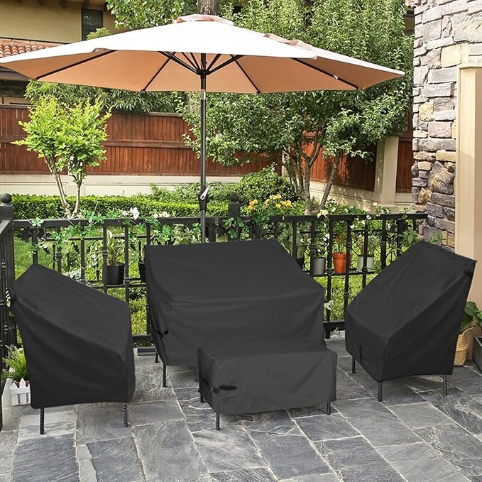 Porch Shield Patio 3-Seater Sofa Cover - Waterproof Outdoor Couch Deep Seat Sofa Cover 86W x 38D x 35H inch, Black