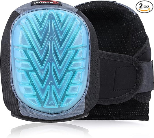 SAFE HANDLER Professional Gel Knee Pads with Foam Padding & Tough Abrasion Resistant Shell, Non-Marring Cap, Adjustable Velcro Strap, Non-Skid, Comfortable & Heavy Duty Knee Protection for Work