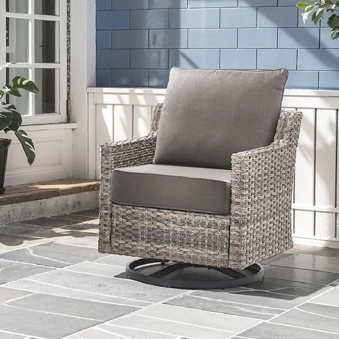 Outdoor Chair Cushions, 6 Inch Thick Patio Seat & Back Cushions Set with Removable Cover, Waterproof Patio Cushions for Outdoor Furniture, 22 x 24 Inch, Gray 3-Set