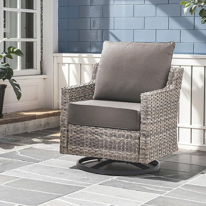 Outdoor Chair Cushions, 6 Inch Thick Patio Seat & Back Cushions Set with Removable Cover, Waterproof Patio Cushions for Outdoor Furniture, 22 x 24 Inch, Gray 3-Set