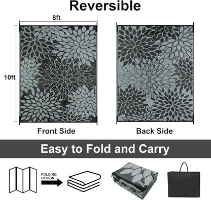 Anidaroel Outdoor Rugs 8x10ft for Patios Clearance Waterproof, Reversible Tropical Plastic Straw Camping Mat Outside Rug, Large Outdoor Area Rug for RV, Porch, Deck, Balcony, Picnic(8'x10')
