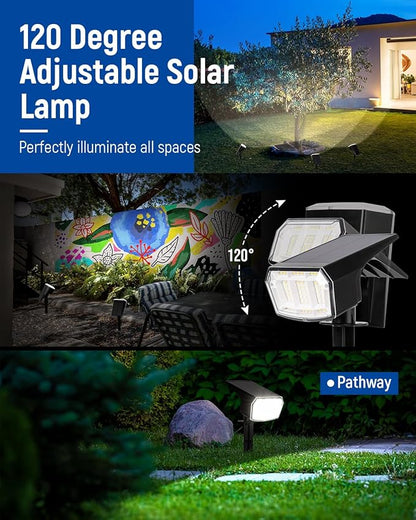 AUDERWIN Solar Spot Lights Outdoor 63 LED 3 Lighting,Waterproof IP65 Modes Spotlights for Outside House Yard Garden Landscape Lights 6 Pack (Natural Light)