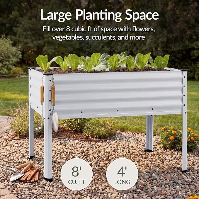 Best Choice Products 48x24x30in Galvanized Raised Garden Bed, Metal Elevated Planter Box, Vegetable Garden for Backyard, Patio, Balcony - Silver