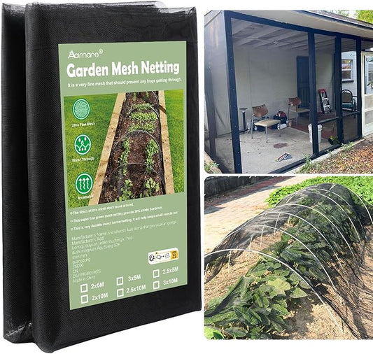 Abimars Thicker Garden Mesh Netting, 10’ x 33’ Ultra Fine Black Plant Row Covers for Vegetables Plants Fruits Flowers Protection, Nano PPT, Shading Rate 30%