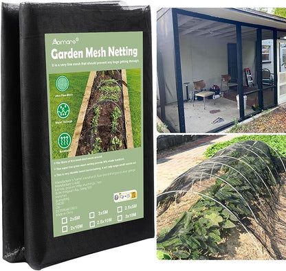 Abimars Garden Mesh Netting, 10’ x 20’ Extra-Thick Mosquito Netting for Patio, Nano-Composite Bird Netting for Vegetables Plants Fruits Flowers Patios Balconies, Shading Rate 30%, Black