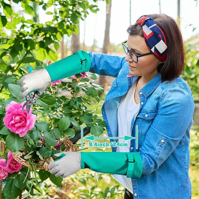 Long-Gardening-Gloves for Women/Men - Thorn Proof Rose Pruning Gloves Heavy Duty Gauntlet, Best Garden Gifts for Gardener-L