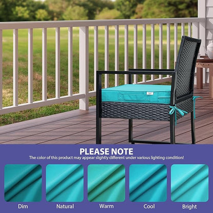 Outdoor Chair Cushions Set of 4,Waterproof Outdoor Seat Cushions for Patio Furniture,Patio Chair Cushion with Handle and Ties, Square Out Door Chair Pads,17" x 16" x 2", Teal