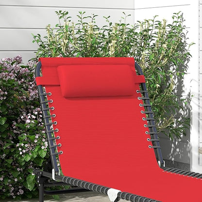 Outsunny Folding Chaise Lounge Chair, Patio Sun Tanning Chair, Outdoor Chaise Lounger with 4-Position Reclining Back, Breathable Mesh Seat for Beach, Poolside, Yard, Wine Red
