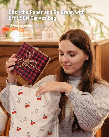 Canvas Tote Bag with Aesthetic Prints, Cute Tote Bag for Women Girls with Wide Strap, Gifts for Cat Book Lovers