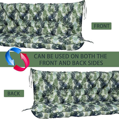 Swing Replacement Seat Cushions, 2-3 Seater Bench Cushions for Outdoor Furnitur with Backrest, Garden Recliner Seat Cushions Waterproof Sofa Pads (Palm Leaves, 71x40in)