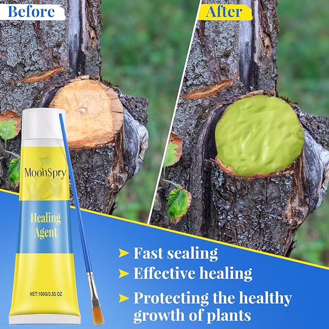 Threlaco Tree Wound Pruning Sealer, Bonsai Wound Sealer Healing Paste, 100g Plant Cutting Dressing with Brush, Tree Grafting Supplies, Bonsai Cut Paste, Quick Recovery of Plants